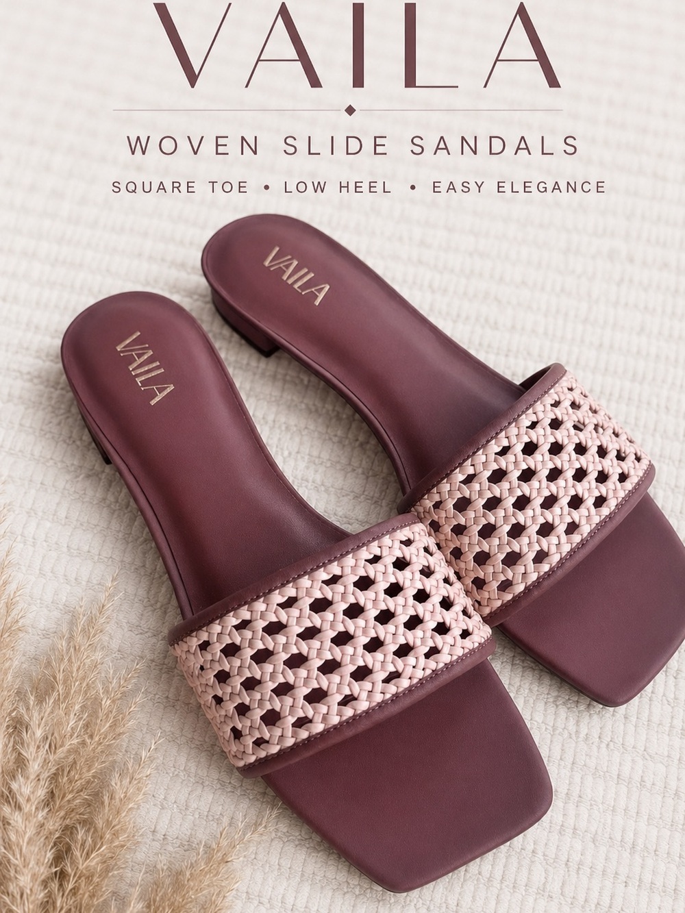 VAILA Daniella Slide Sandals Brown Woven Low Heel Size 13